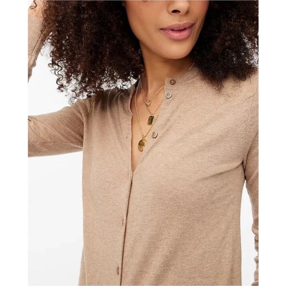 J. Crew Sweaters - J. Crew Classic Tan Cotton Cardigan Sweater Medium